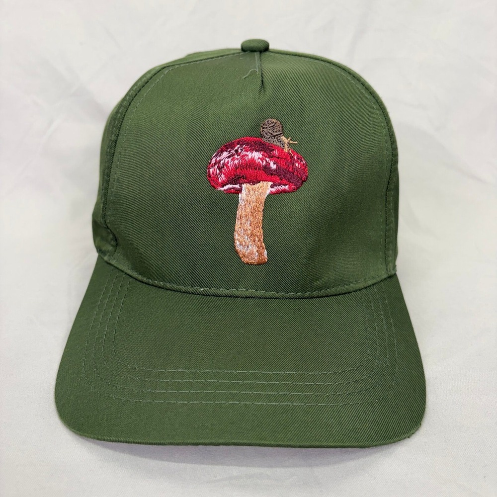 Unbranded Baseball Hat Mushroom Snail Unisex OS Green Embroidered Cap‎